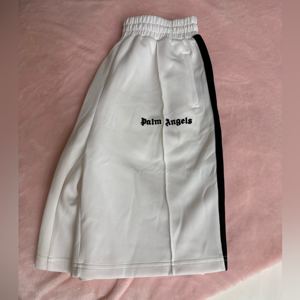 Palm Angels White classic track shorts with black stripes